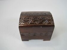 Vintage Hand Made Carved Wooden Small Trinket Jewelry Box 2 3/4