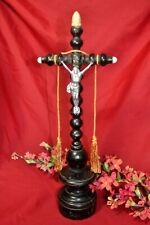 ANTIQUE 1920 TABLETOP ALTAR CROSS VICTORIAN  CRUCIFIX FLOWERS NOT INCLUDED 12