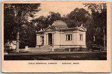 Conway Massachusetts MA, 1938 Field Memorial Library Building, Vintage Postcard picture
