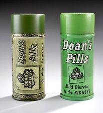 2 Vtg Doan's Pills Tins Bottles Lot Set Pain Relief Metal Embossed Medicine Tins picture