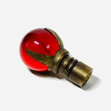 Antique/Vintage Art Deco Red Glass Ball Brass Threaded Lamp Finial picture