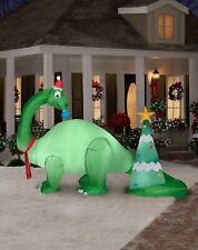 GEMMY Airblown Brontosaurus & Christmas Tree Inflatable Outdoor Yard Decor RARE picture