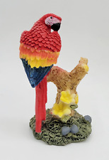 Vintage Red Parrot Tropical Bird Resin Branch Floral Flowers Figurine 4