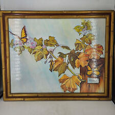 Chinoiserie Gold bamboo frame Print Joni Eareckson Tada Monarch Butterfly Garden picture
