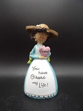 Friend You Have Blessed My Life Ceramic Figurine Woman Blue Dress Flowers picture