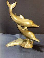 Vintage Large Brass Dolphin Statue Sculpture Nautical Sea Decor 11