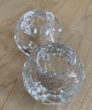 Pair of Small Round Crystal Candle Stick Holders Elegant Crystal Orbs picture