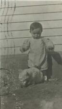 1913 RPPC Real Photo Child Baby with Cat Toddler Clyce Kansas Cancel picture