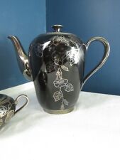 RARE HEINRICH H & CO SELB BAVARIA GERMANY TEA POT SILVER MORNING GLORIES picture
