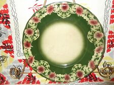 Beautiful antique Victorian decorative plate in green and pink picture