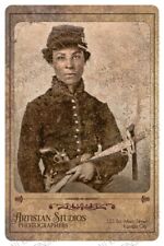 FEMALE BUFFALO SOLDIER Afr Amer  VINTAGE RP Cabinet Card PHOTOGRAPH picture