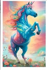 NEW Custom Designed Printed 4x6 Postcard Rainbow Unicorn Set of 2 Mystical Horse picture