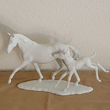 Kaiser W Germany Vintage White glazed Bisque Running Mare & Foal Signed #403 picture