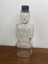 Vintage President Abe Lincoln Bank Bottle Clear Glass Coin Bank picture