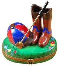 Rochard Limoges Riding Set with Hat Stick Boots Trinket Box picture