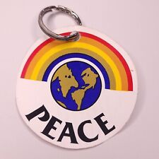 Vtg 80s Peace On Earth Make Love Not War Hippie Anti Keychain Key Ring Festival picture