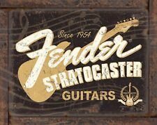 Fender Stratocaster 8x10 Rustic Vintage Style Tin Sign Metal Poster picture