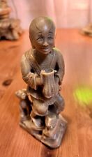 Vintage Chinese Hand Carved Man Figure With Dog picture