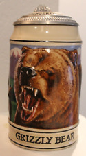 BUDWEISER Grizzly Bear Embossed Lidded Beer Stein Endangered Species Series MINT picture