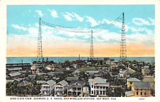 c.1920 Bird's Eye View US Naval & Wireless Station Key West FL post card picture