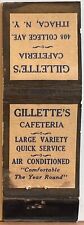 Gillette's Cafeteria Ithaca NY New York Vintage Matchbook Cover picture