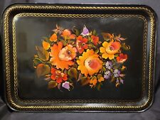 Large Vintage Signed Zhostovo Russian Tole Tray LOOK picture