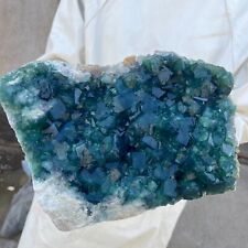 15LB Large NATURAL Green Cube FLUORITE Quartz Crystal Cluster Mineral Specimen picture