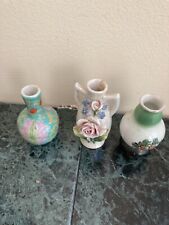3 MINI ANTIQUE VASES SIGNED DIFFERENT AND CHARMING picture