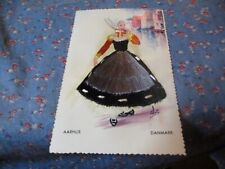Old Postcard Embroidered Danmark Aarhus Beautiful Lady picture