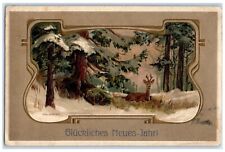 c1910's Deer Scene In Winter Germany Embossed New York NY Antique Postcard picture