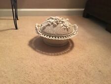 RARE FIND BELEEK lidded porcelain basket. 10 inch round picture