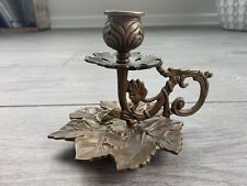 Vintage SILVESTRI Heavy Brass Candlestick Leaves- Excellent Condition picture