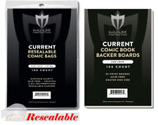 200 Max Pro RESEALABLE Current / Modern Comic Book Poly Bags + Backer Boards picture