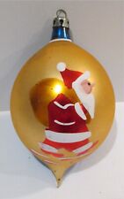 Vintage Blown Glass Christmas Ornament Teardrop Santa Poland Fantasia 3.9