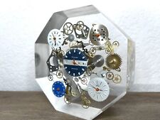 MCM Rare 50’s Lucite Exploding Watch Parts Sculpture Paperweight Octagon picture
