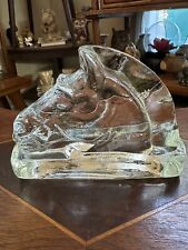 Vintage Solid Glass Horse Head 1960s Pittsburgh Corning Clear Glass Mid Century picture