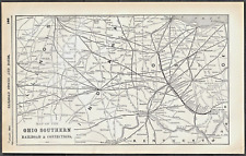 1894 RAILROAD MAP ~ OHIO SOUTHERN RAILROAD & CONNECTIONS picture