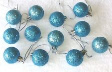 Peacock Blue Miniature Ornaments Balls Christmas Non Shatter Glitter, Wire Tree picture