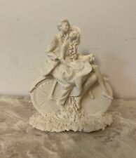 Vintage Handmade Resin Figurine Man Woman Romantic Couple Bicycle Statue Italian picture