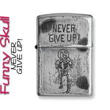 Funny Skull Never Give Up Boxing Zippo Oil Lighter Distressed effect MIB picture