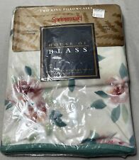 NOS New Springmaid Bill Blass Windswept Pink Floral King Pillowcases 50/50 picture