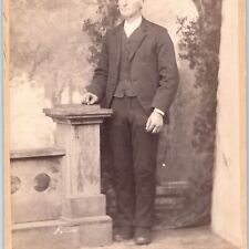 c1880s Unmarked Standing Old Man Cabinet Card Photo Elderly Messy Hair Guy B23 picture