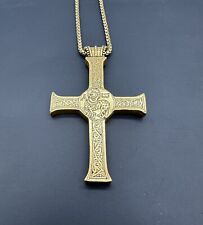 Vintage Gold Filled Metropolitan Museum of Art God Spanish Cross Pendant Chain picture
