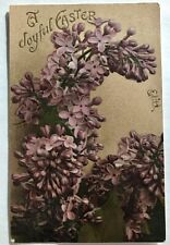 Antique Postcard A Joyful Easter Gold & Purple Lilacs picture