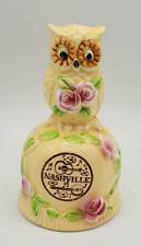 Vintage Souvenir Ceramic Owl Bell Nashville TN Off-White Ivory 1970's Cute picture