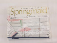 New Vintage Springmaid Twin Bed Sheet Set Flat Fitted Pillowcase Pink Art Deco picture