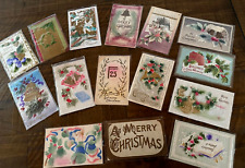 ~Lot of 15 Vintage~ CHRISTMAS~AIRBRUSHED~Velvet~Xmas ~Postcards-in sleeves~h908 picture