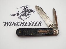 Antique WINCHESTER Pre-WWII Two-Blade Barehead Jack Jigged Black Handles picture
