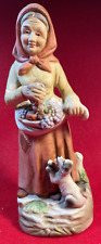 Vintage Homco Figurine Lady w/ Dog Fruit Basket Ceramic # 1417  picture