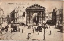 Art Drawing of Place d'Aquitaine in Bordeaux France Vintage Postcard picture